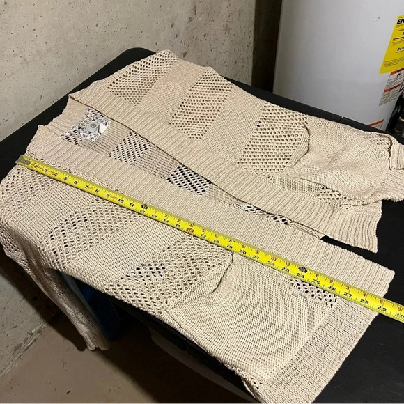 Element Skateboarding Long Cardigan Sweater Size Large Striped Beige Crochet - Picture 8 of 8